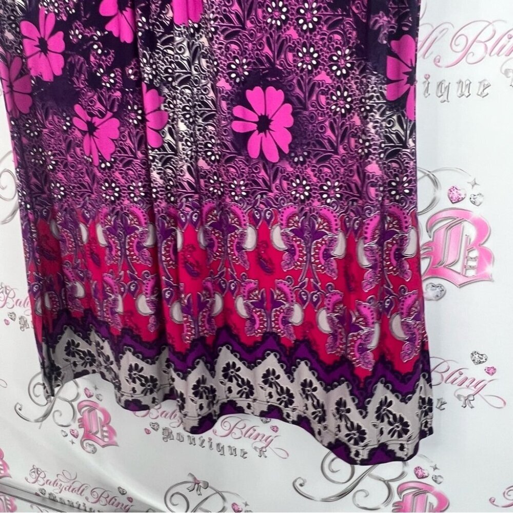 Susan Lawrence tank top flowers blouse purple Pink and Black Floral Blouse - Picture 3 of 8